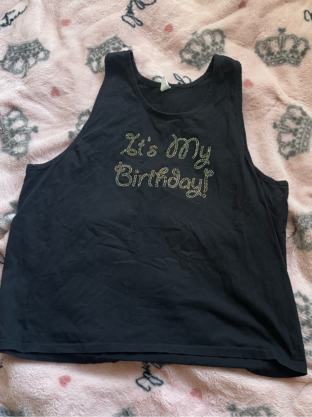 Black Tank Top "It's My Birthday" Graphic